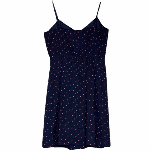 J. Crew Factory Navy Blue Pink Polka‎ Dots Dress - Picture 1 of 9